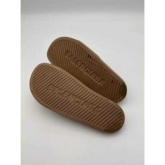 Balenciaga Logo Beige Rubber Slide Sandals Size 11 - Picture 6 of 6